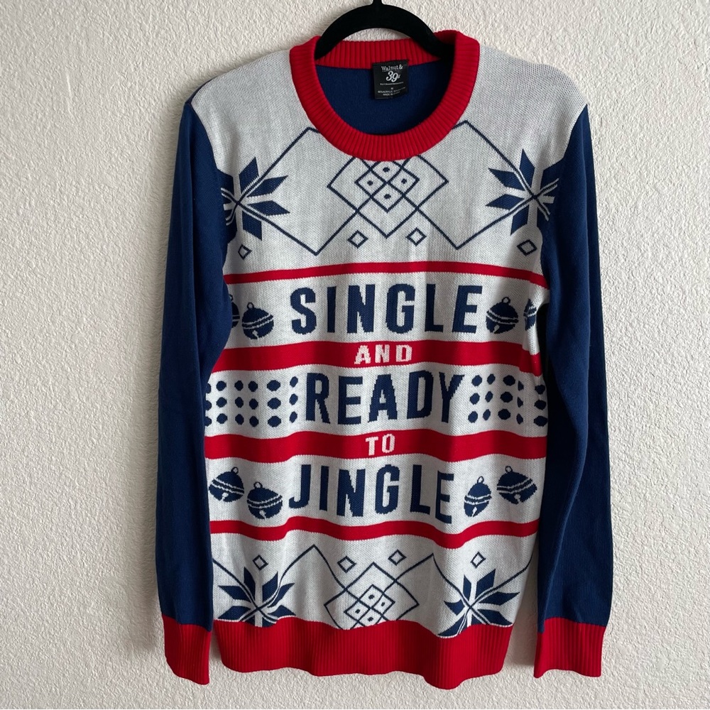 NWOT Ugly Christmas Sweater Single and Ready to Jingle Unisex